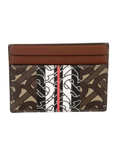 Pre-owned Burberry Tb Monogram Graphic Print Card Holder In Brown
