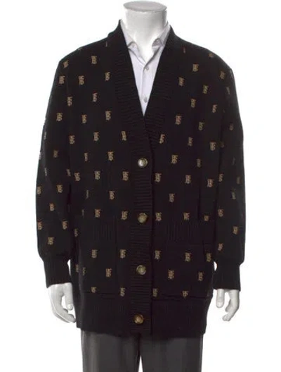 Pre-owned Burberry Tb Monogram Graphic Print Cardigan In Black
