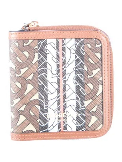 Pre-owned Burberry Tb Monogram Graphic Print Compact Wallet In Brown