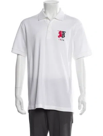 Pre-owned Burberry Tb Monogram Graphic Print Polo Shirt In White