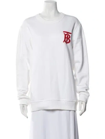 Pre-owned Burberry Tb Monogram Graphic Print Sweatshirt In White
