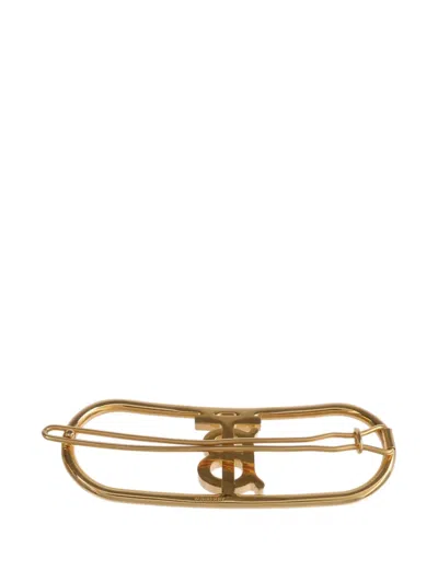 Pre-owned Burberry Tb Monogram Hair Clip In Gold