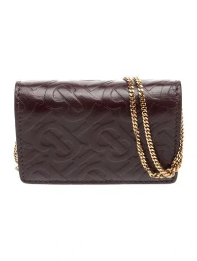 Pre-owned Burberry Tb Monogram Jessie Card Case On Chain In Purple
