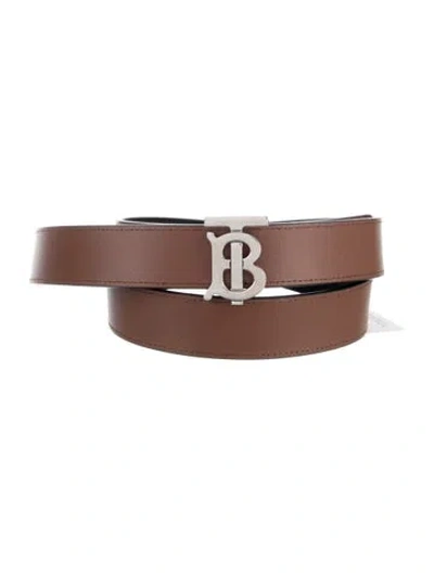 Pre-owned Burberry Tb Monogram Leather Belt In Brown