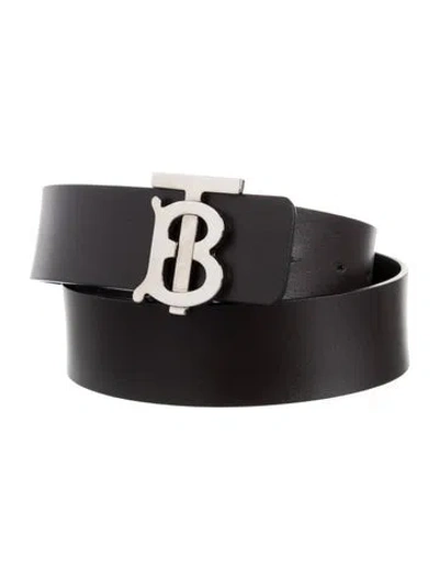 Pre-owned Burberry Tb Monogram Leather Belt Kit In Black