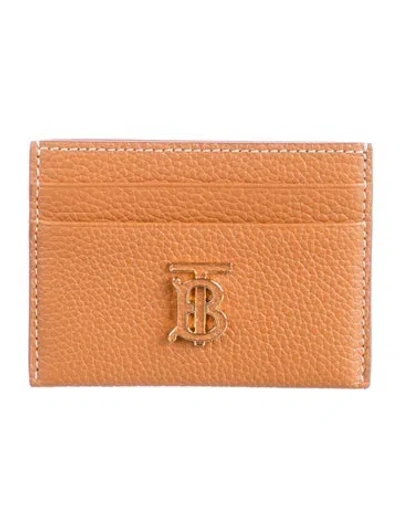 Pre-owned Burberry Tb Monogram Leather Card Holder In Brown
