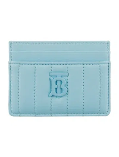 Pre-owned Burberry Tb Monogram Leather Compact Wallet In Blue