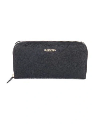 Pre-owned Burberry Tb Monogram Leather Continental Wallet In Black