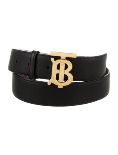 Pre-owned Burberry Tb Monogram Leather Waist Belt In Black