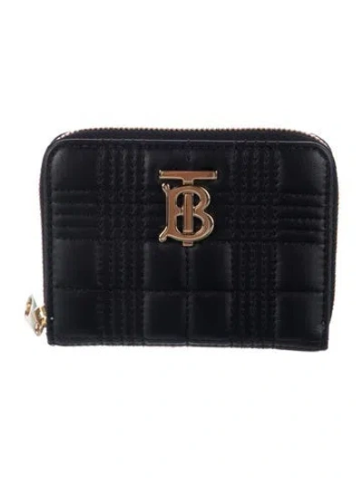 Pre-owned Burberry Tb Monogram Leather Wallet In Black