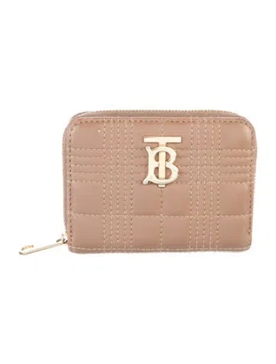 Pre-owned Burberry Tb Monogram Leather Wallet In Neutral