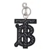 Burberry Tb Monogram Motif Leather Key Ring In White/black