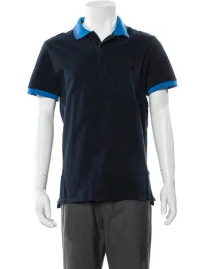 Pre-owned Burberry Tb Monogram Patterned Polo Shirt In Blue