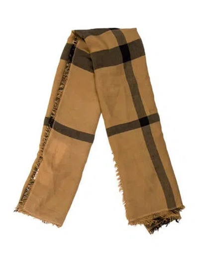 Pre-owned Burberry Tb Monogram Plaid Print Shawl In Neutral