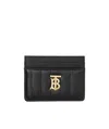 Burberry Tb Monogram-plaque Leather Cardholder In Black