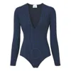 Burberry Tb Monogram Print Long-sleeve Bodysuit In Blue