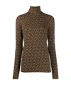 Burberry Tb Monogram Turtleneck Top In Brown