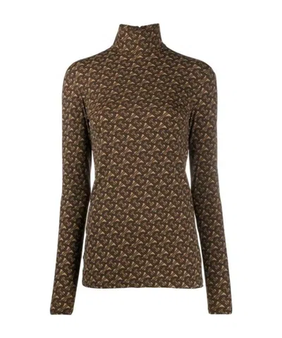 Burberry Tb Monogram Turtleneck Top In Brown