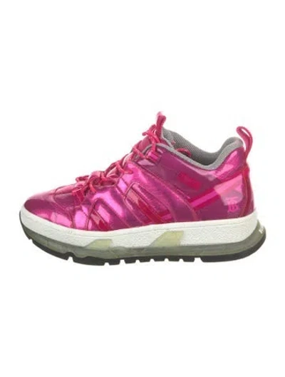 Pre-owned Burberry Tb Monogram Vinyl Sneakers In Pink
