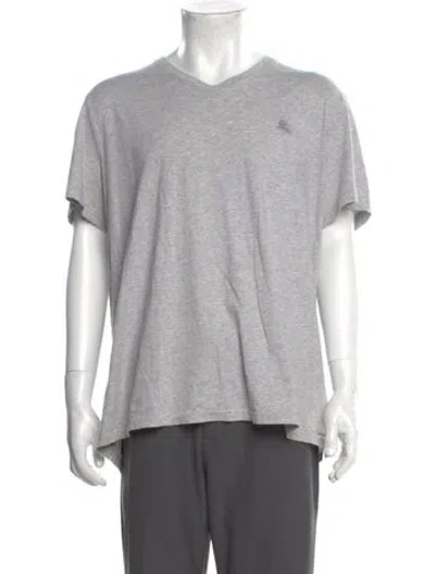 Pre-owned Burberry Tb Monogram V-neck T-shirt In Gray