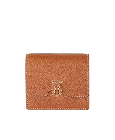 Burberry Tb-plaque Folding Wallet In Brown