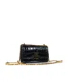 Burberry Small Tb Monogram Croc Embossed Leather Shoulder Bag In Black