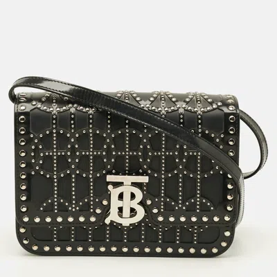 Pre-owned Burberry Tb Studded Ramadan Exclusive Small Black Leather Shoulder Bag