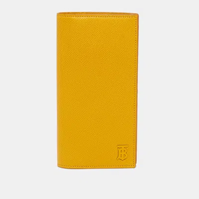 Pre-owned Burberry Tb Yellow Grainy Leather Long Wallet
