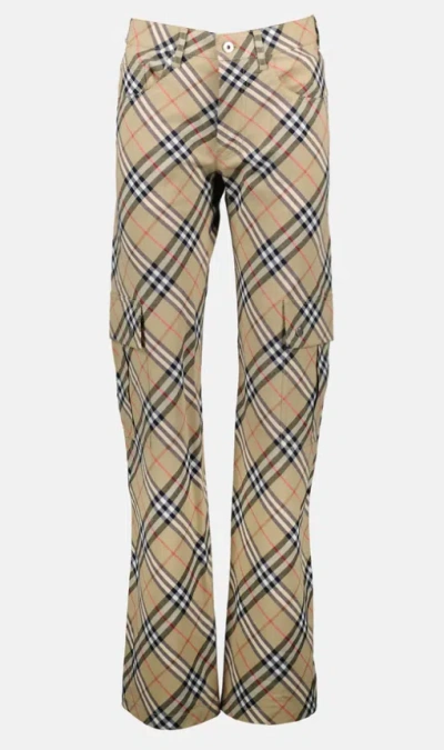 Burberry Teacup Pasture Check Linen Trousers In Brown