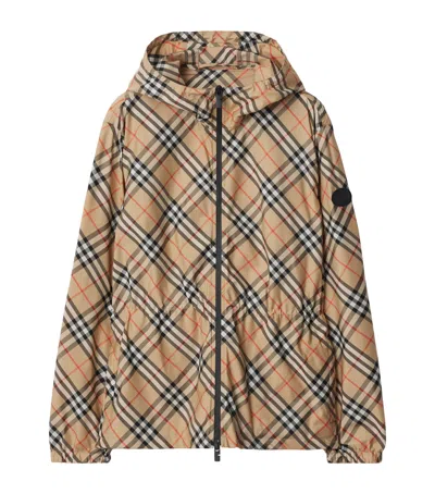 Burberry Technical Check Jacket In Neutral