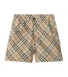 Burberry Technical Check Mid-rise Shorts In Black