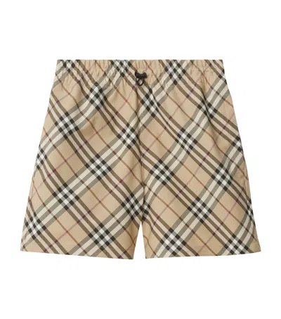 Burberry Technical Check Mid-rise Shorts In Black