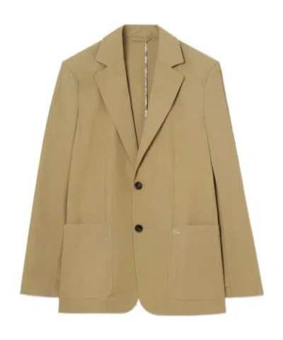 Burberry Technical Cotton Tailored Jacket In Brown