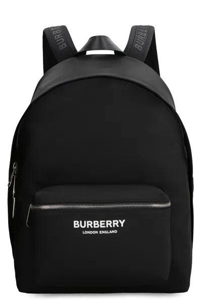 Burberry Technical Fabric Backpack With Logo In Black