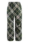 Burberry Men's Check Pattern Trousers With Elastic Waist And Drawstring In Green