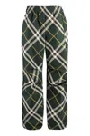 Burberry Men's Check Pattern Trousers With Elastic Waist And Drawstring In Green