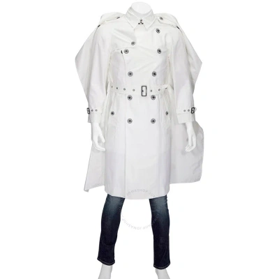 Burberry Technical Faille Reconstructed Double-breasted Cape Detail Trench Coat In Optic White