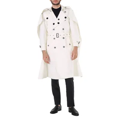 Pre-owned Burberry Technical Faille Reconstructed Double-breasted Cape Detail Trench Coat In White