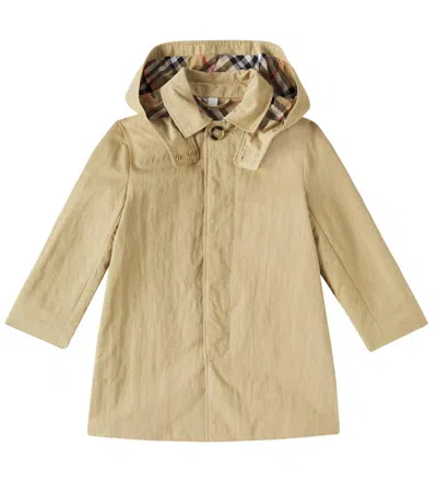 Burberry Kids' Technical Twill Car Coat In Beige