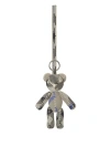 Burberry Teddy Bear Keyring In Textured Fabric With Unique Pattern In Grey