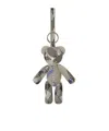 Burberry Teddy Bear Keyring In Textured Fabric With Unique Pattern In Nude