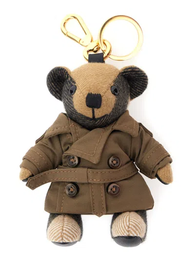 Burberry Teddy Bear Trench Coat Keychain Charm In Brown