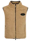 Burberry Teddy Fabric High Collar Vest With Side Pockets In Neutral
