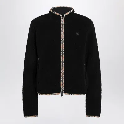 Burberry Teddy-effect Zip-up Jacket With High Neck And Equestrian Knight Design In Multi