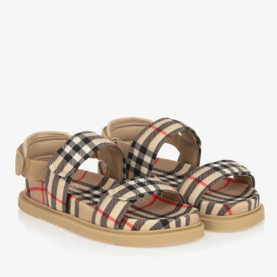 Burberry Teen Archive Beige Check Sandals