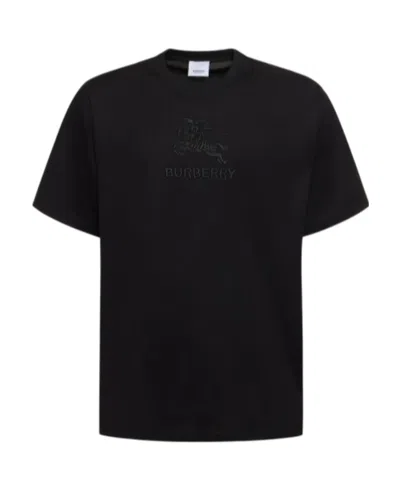 Burberry Tempah Embroidered T-shirt With Round Neck In Black
