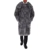 BURBERRY BURBERRY TEMPEST GREY EAR-DETAIL HOOD FAUX FUR DUFFLE COAT