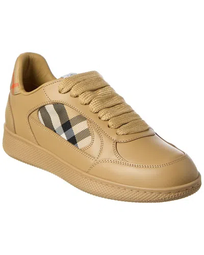 Burberry Terrace Check Canvas & Leather Sneaker In Brown
