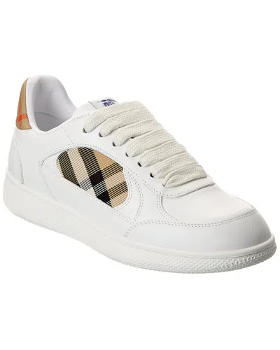 Burberry Terrace Check Canvas & Leather Sneaker In White