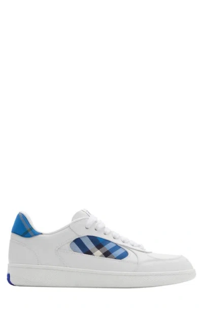 Burberry Leather Low-top Round Toe Sneakers In White